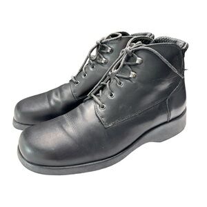 LL Bean Black Smooth Leather Lace-Up Combat Ankle Boots Sz 6.5 Made in Portugal
